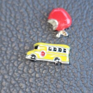 School bus & Apple Origami Owl charm set